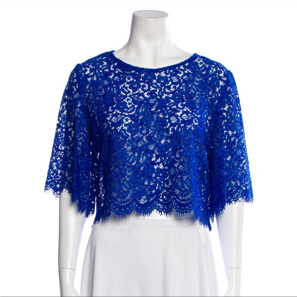 Alexis Sicily Blue Lace Crop Top sz S